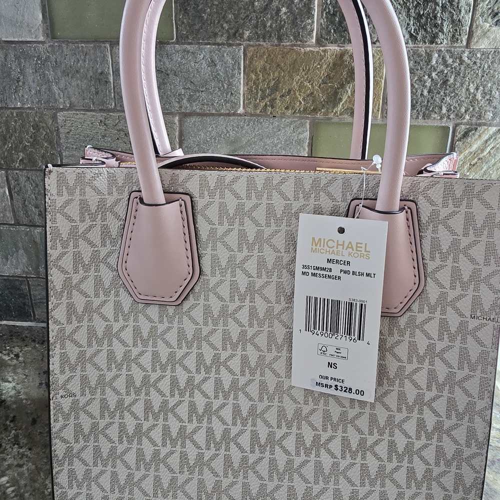 NWT Michael Kors Mercer Medium Logo and Leather Accordion Crossbody - Picture 7 of 11